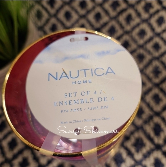 8 Nautica Outdoor Indoor Acrylic Gold Rimmed 4th of July Patriotic Drink Glasses - Picture 8 of 8